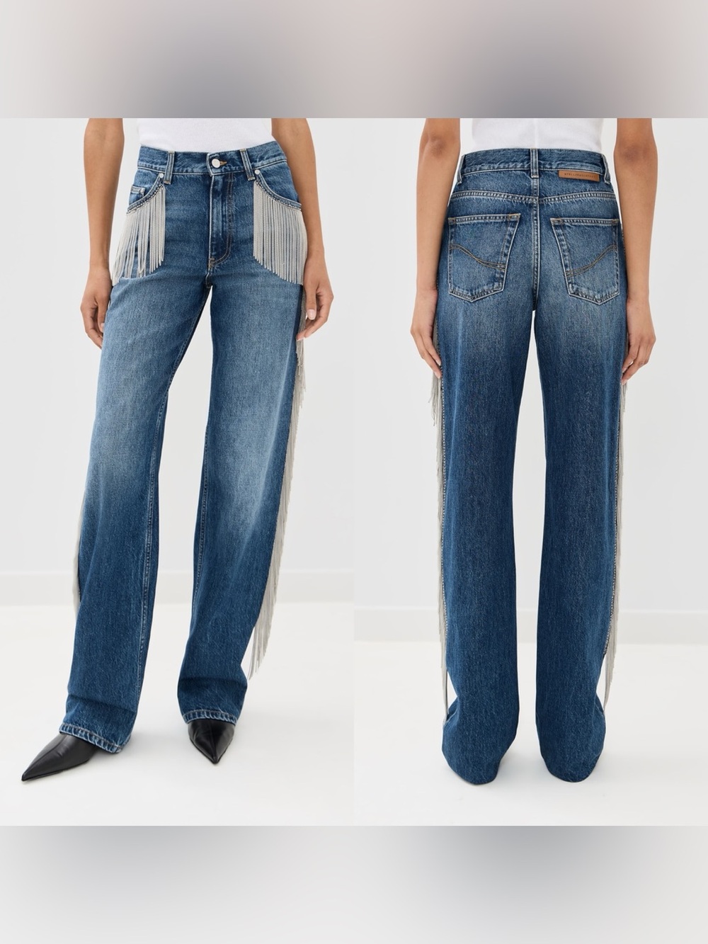 NWT Stella McCartney Dark Blue Wide Leg With Chain Fringes $1,450 25